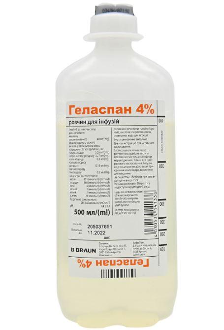 Геласпан 4% р-н для інф. 500 мл у флаконі